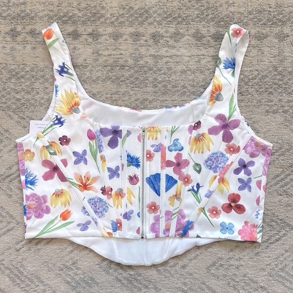 Kutumai Floral Corset Crop Top with Boning - Picture 2 of 3